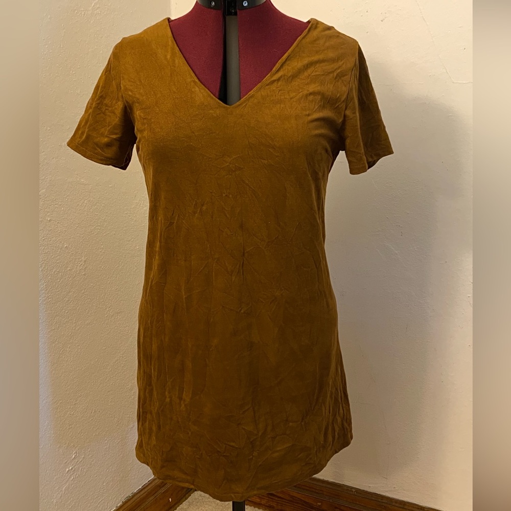 Vintage stretch suede-like dress, tawny/light brown One ❤️ Clothing LA. Size L
